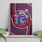 Western Bulldogs Canvas Wall Art Indigenous Monochrome Dot Art Mascot Style