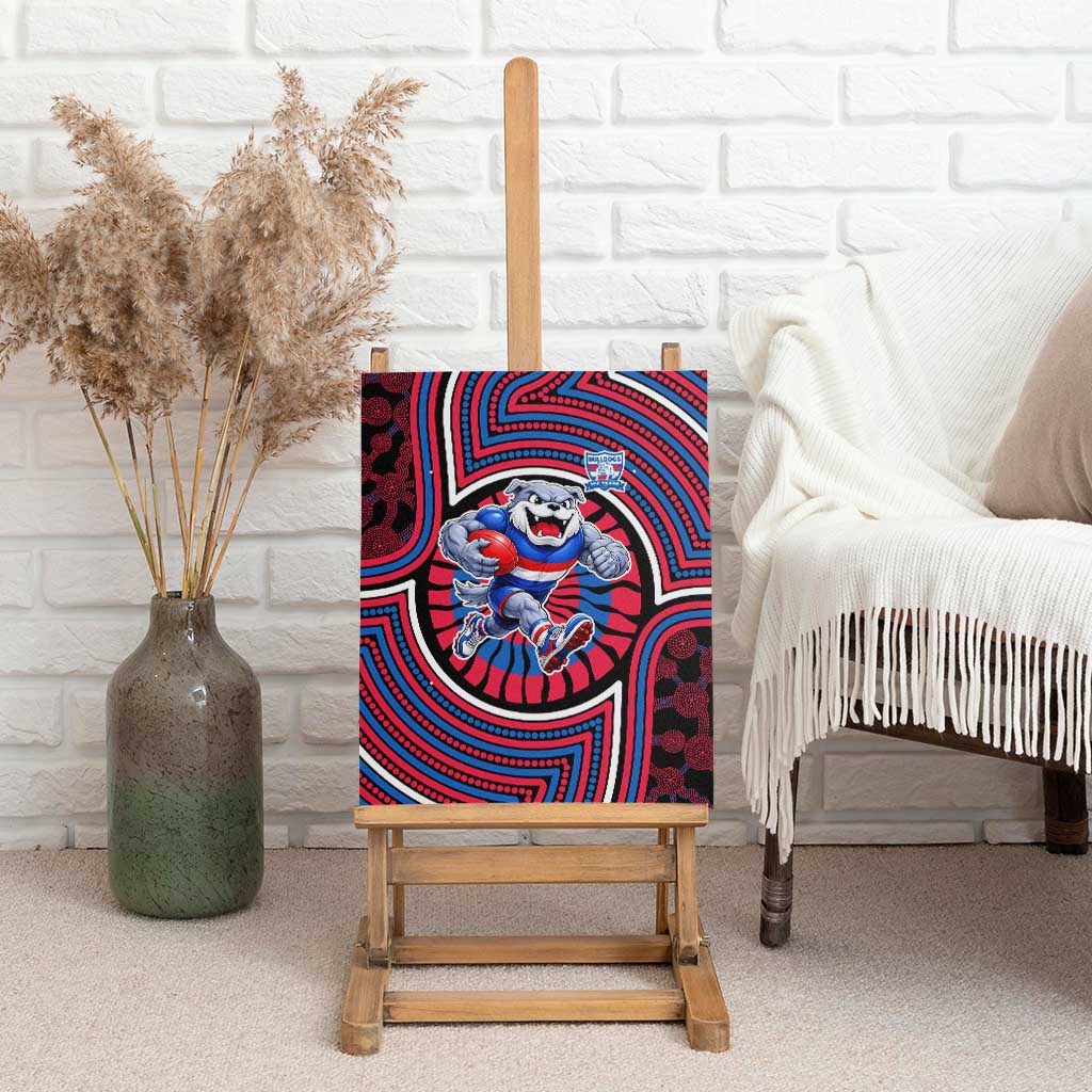 Western Bulldogs Canvas Wall Art Indigenous Monochrome Dot Art Mascot Style