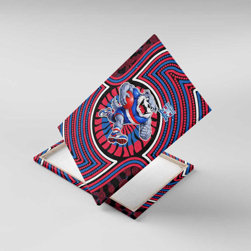 Western Bulldogs Canvas Wall Art Indigenous Monochrome Dot Art Mascot Style