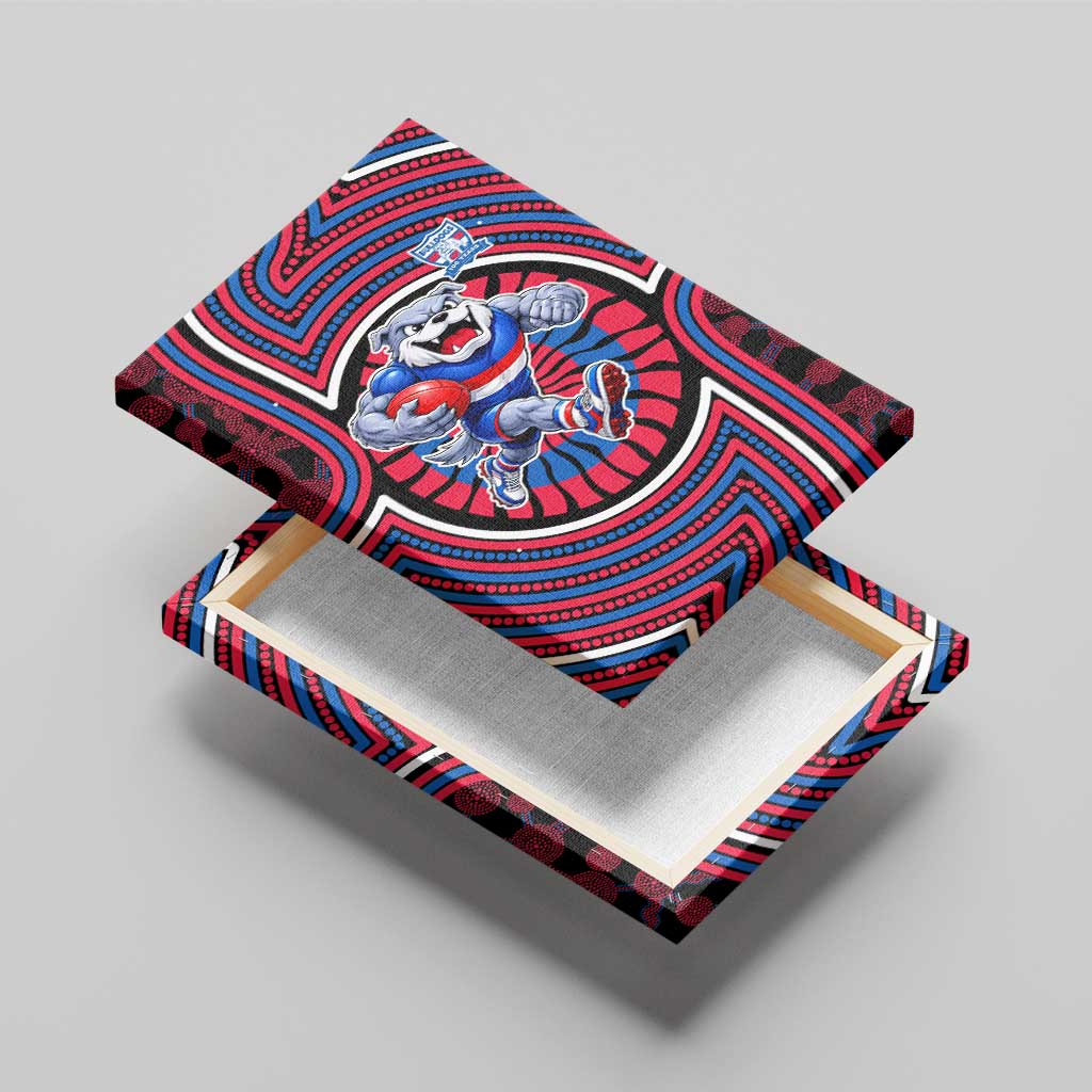 Western Bulldogs Canvas Wall Art Indigenous Monochrome Dot Art Mascot Style