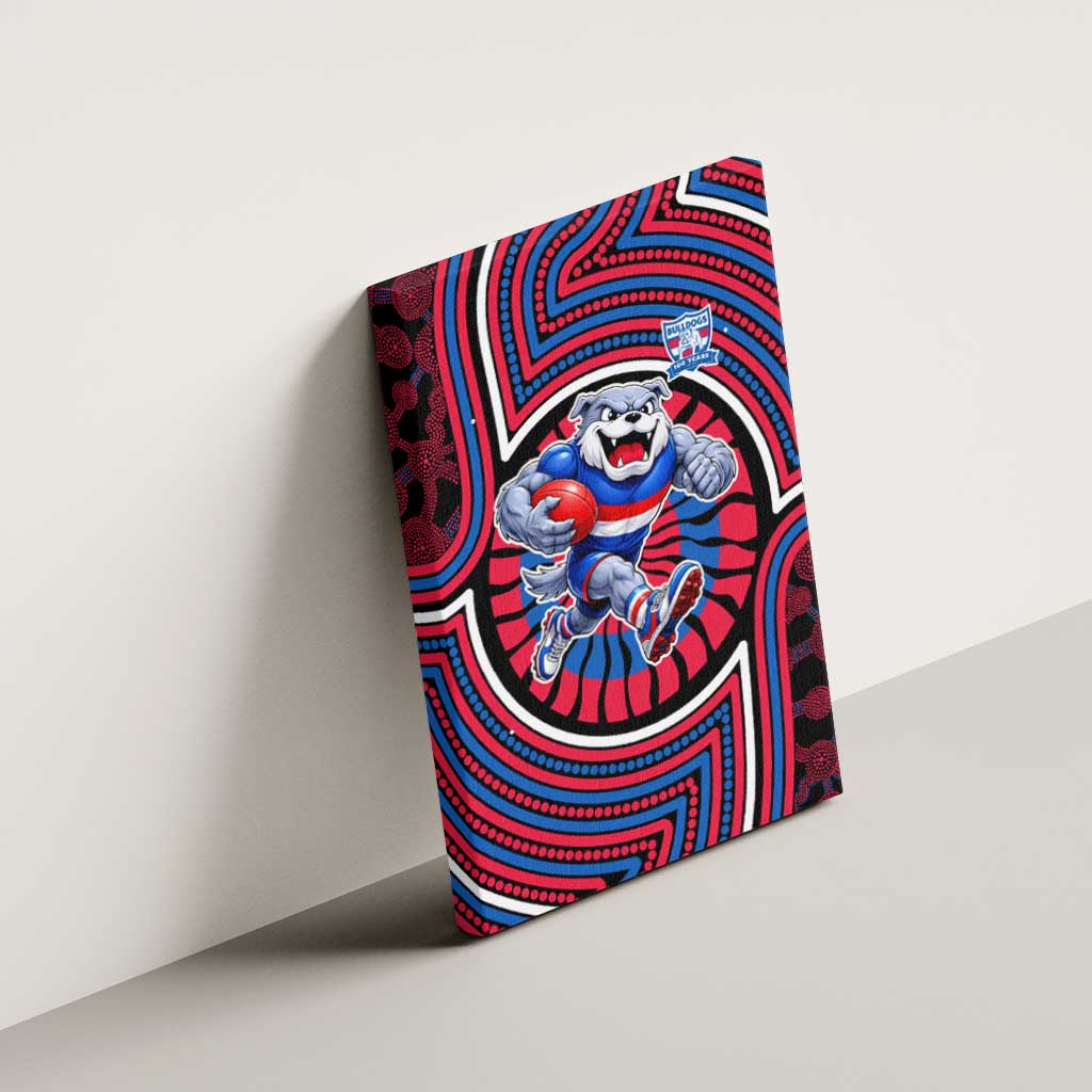 Western Bulldogs Canvas Wall Art Indigenous Monochrome Dot Art Mascot Style