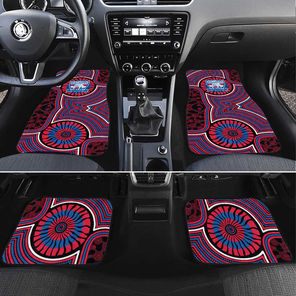 Western Bulldogs Car Mats Indigenous Monochrome Dot Art Mascot Style