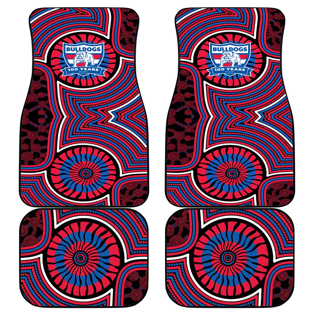 Western Bulldogs Car Mats Indigenous Monochrome Dot Art Mascot Style