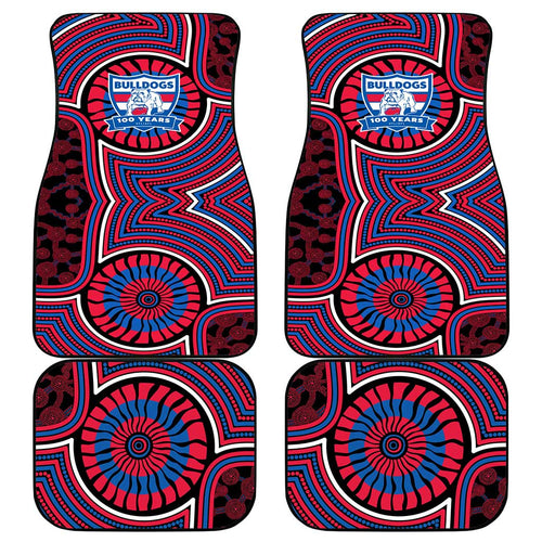 Western Bulldogs Car Mats Indigenous Monochrome Dot Art Mascot Style