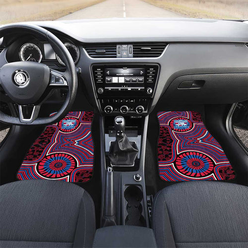 Western Bulldogs Car Mats Indigenous Monochrome Dot Art Mascot Style