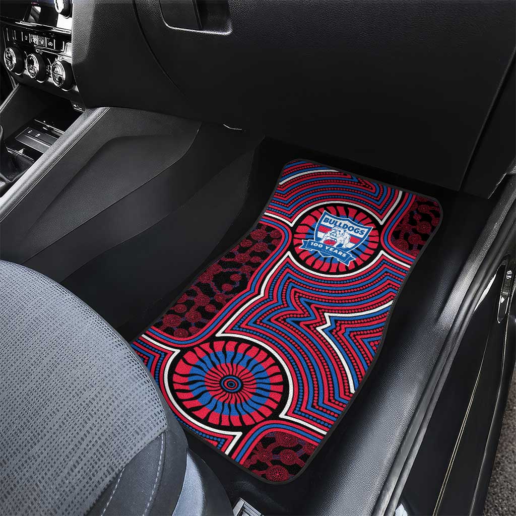 Western Bulldogs Car Mats Indigenous Monochrome Dot Art Mascot Style