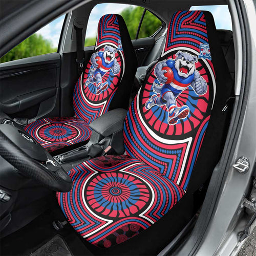 Western Bulldogs Car Seat Cover Indigenous Monochrome Dot Art Mascot Style