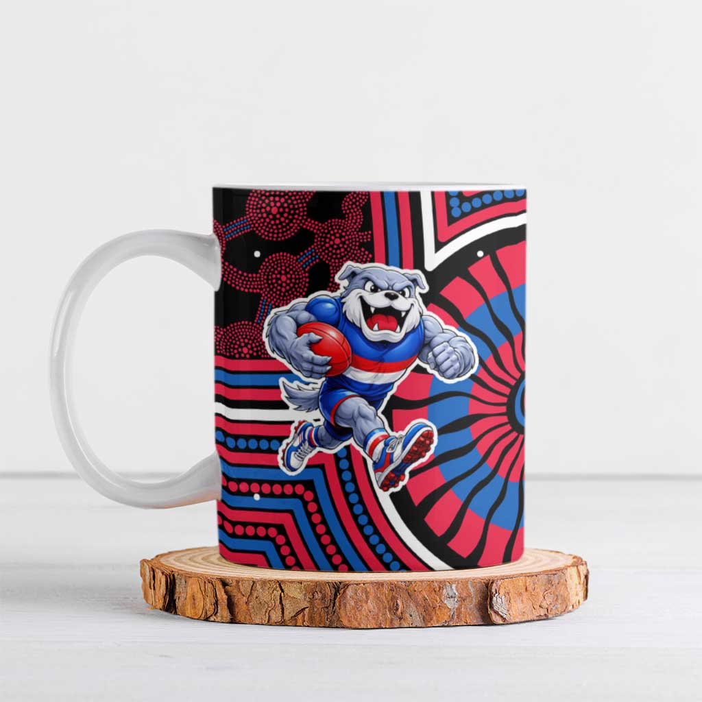 Western Bulldogs Ceramic Mug Indigenous Monochrome Dot Art Mascot Style