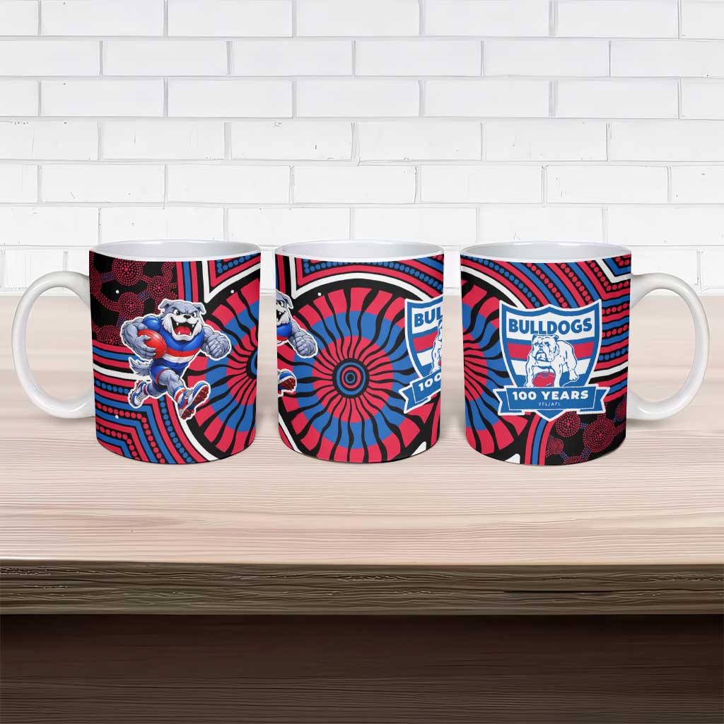 Western Bulldogs Ceramic Mug Indigenous Monochrome Dot Art Mascot Style