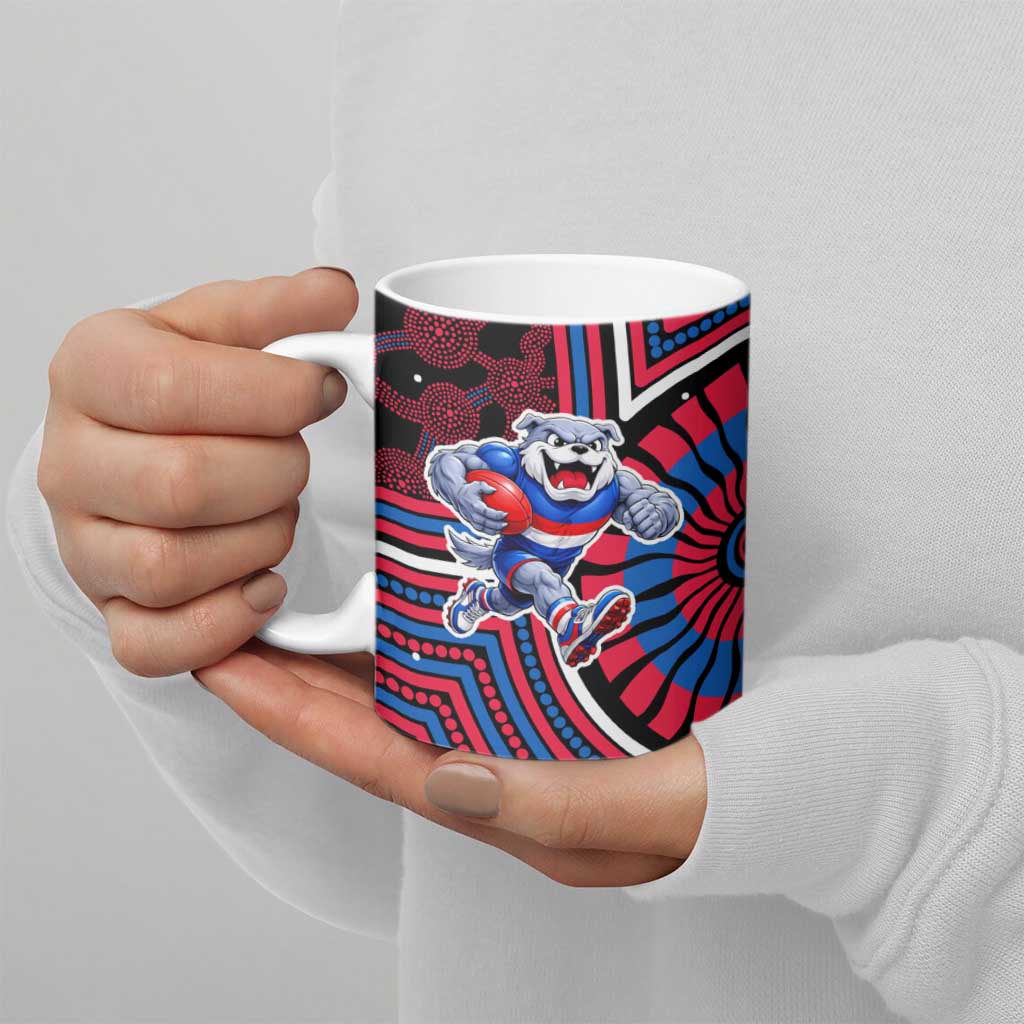 Western Bulldogs Ceramic Mug Indigenous Monochrome Dot Art Mascot Style