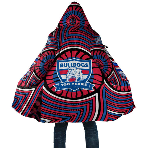 Western Bulldogs Cloak Indigenous Monochrome Dot Art Mascot Style