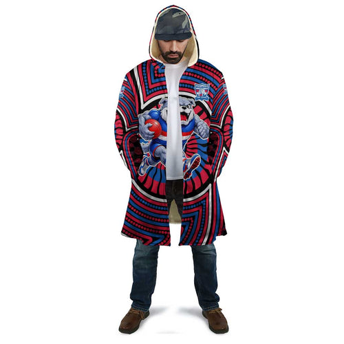 Western Bulldogs Cloak Indigenous Monochrome Dot Art Mascot Style
