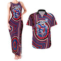 Western Bulldogs Couples Matching Tank Maxi Dress and Hawaiian Shirt Indigenous Monochrome Dot Art Mascot Style