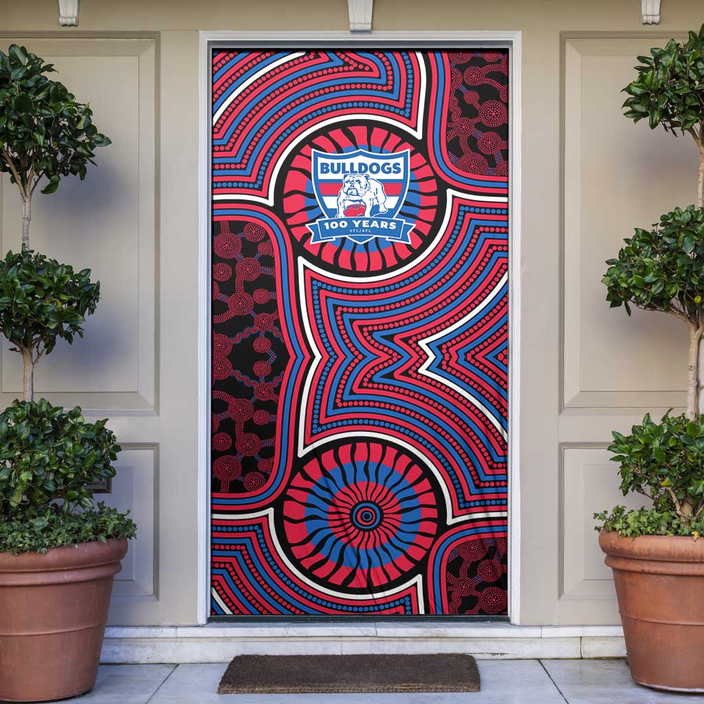 Western Bulldogs Door Cover Indigenous Monochrome Dot Art Mascot Style