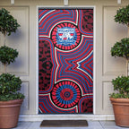Western Bulldogs Door Cover Indigenous Monochrome Dot Art Mascot Style