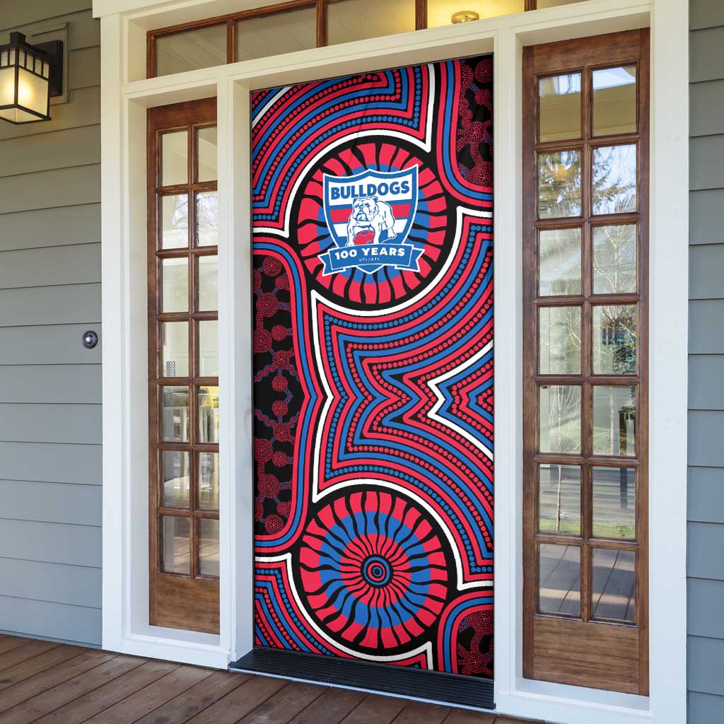 Western Bulldogs Door Cover Indigenous Monochrome Dot Art Mascot Style