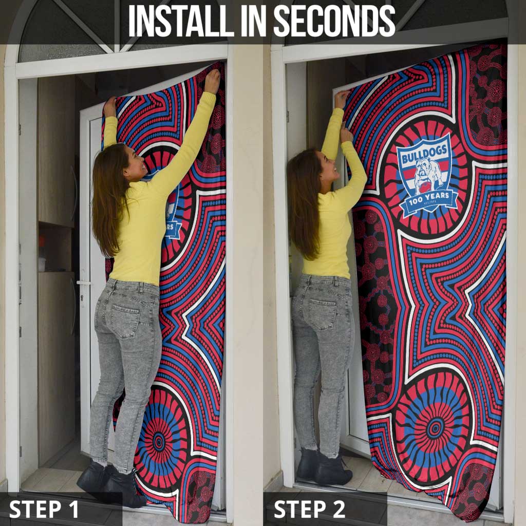 Western Bulldogs Door Cover Indigenous Monochrome Dot Art Mascot Style