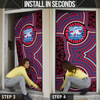 Western Bulldogs Door Cover Indigenous Monochrome Dot Art Mascot Style