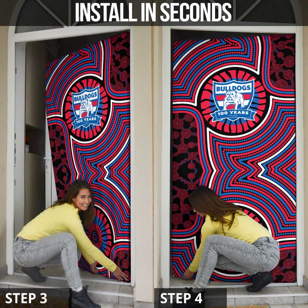 Western Bulldogs Door Cover Indigenous Monochrome Dot Art Mascot Style