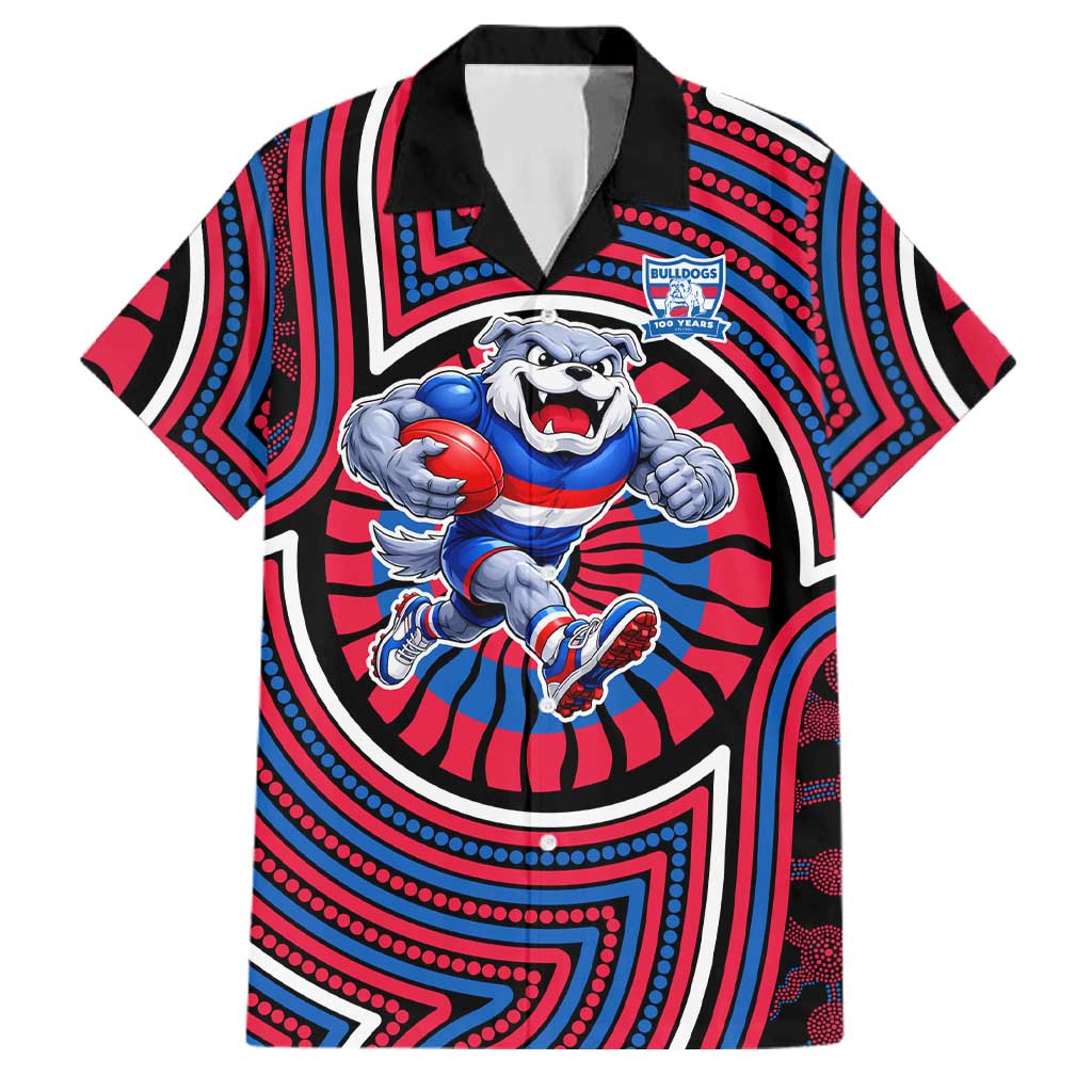 Western Bulldogs Family Matching Mermaid Dress and Hawaiian Shirt Indigenous Monochrome Dot Art Mascot Style
