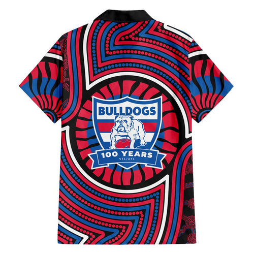Western Bulldogs Family Matching Mermaid Dress and Hawaiian Shirt Indigenous Monochrome Dot Art Mascot Style