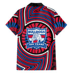 Western Bulldogs Family Matching Off Shoulder Maxi Dress and Hawaiian Shirt Indigenous Monochrome Dot Art Mascot Style