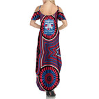 Western Bulldogs Family Matching Summer Maxi Dress and Hawaiian Shirt Indigenous Monochrome Dot Art Mascot Style
