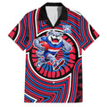 Western Bulldogs Family Matching Tank Maxi Dress and Hawaiian Shirt Indigenous Monochrome Dot Art Mascot Style