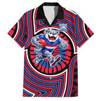 Western Bulldogs Family Matching Tank Maxi Dress and Hawaiian Shirt Indigenous Monochrome Dot Art Mascot Style