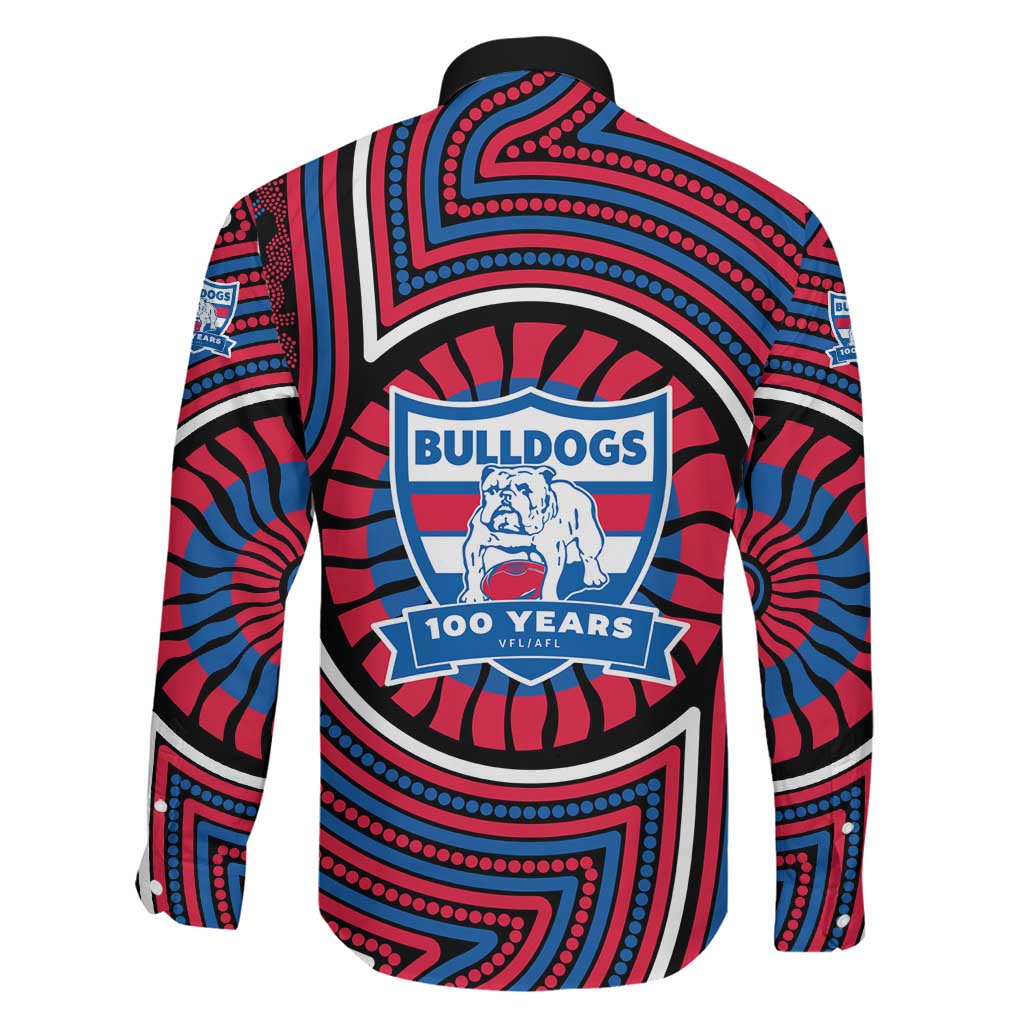 Western Bulldogs Family Matching Tank Maxi Dress and Hawaiian Shirt Indigenous Monochrome Dot Art Mascot Style