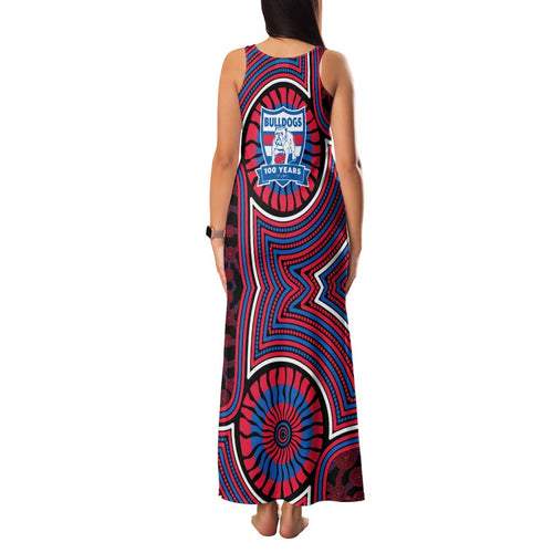 Western Bulldogs Family Matching Tank Maxi Dress and Hawaiian Shirt Indigenous Monochrome Dot Art Mascot Style