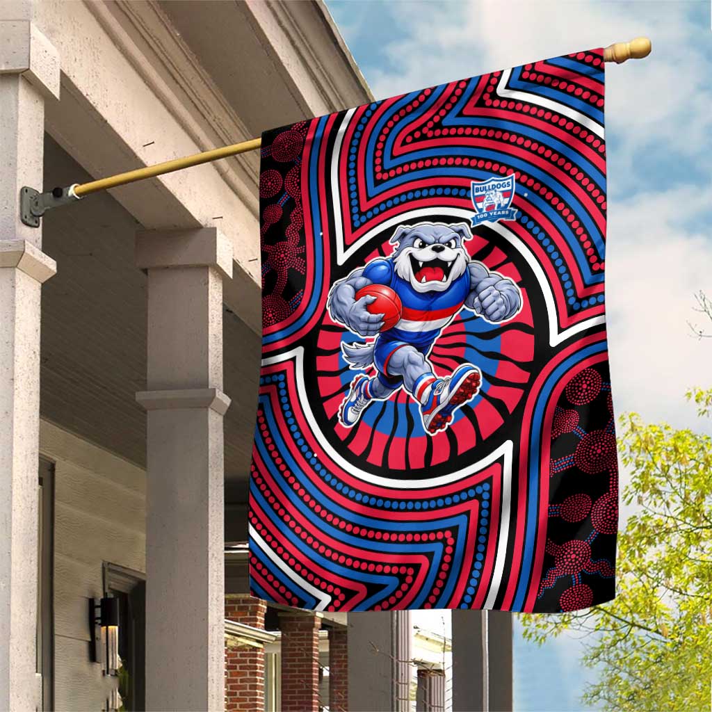 Western Bulldogs Garden Flag Indigenous Monochrome Dot Art Mascot Style