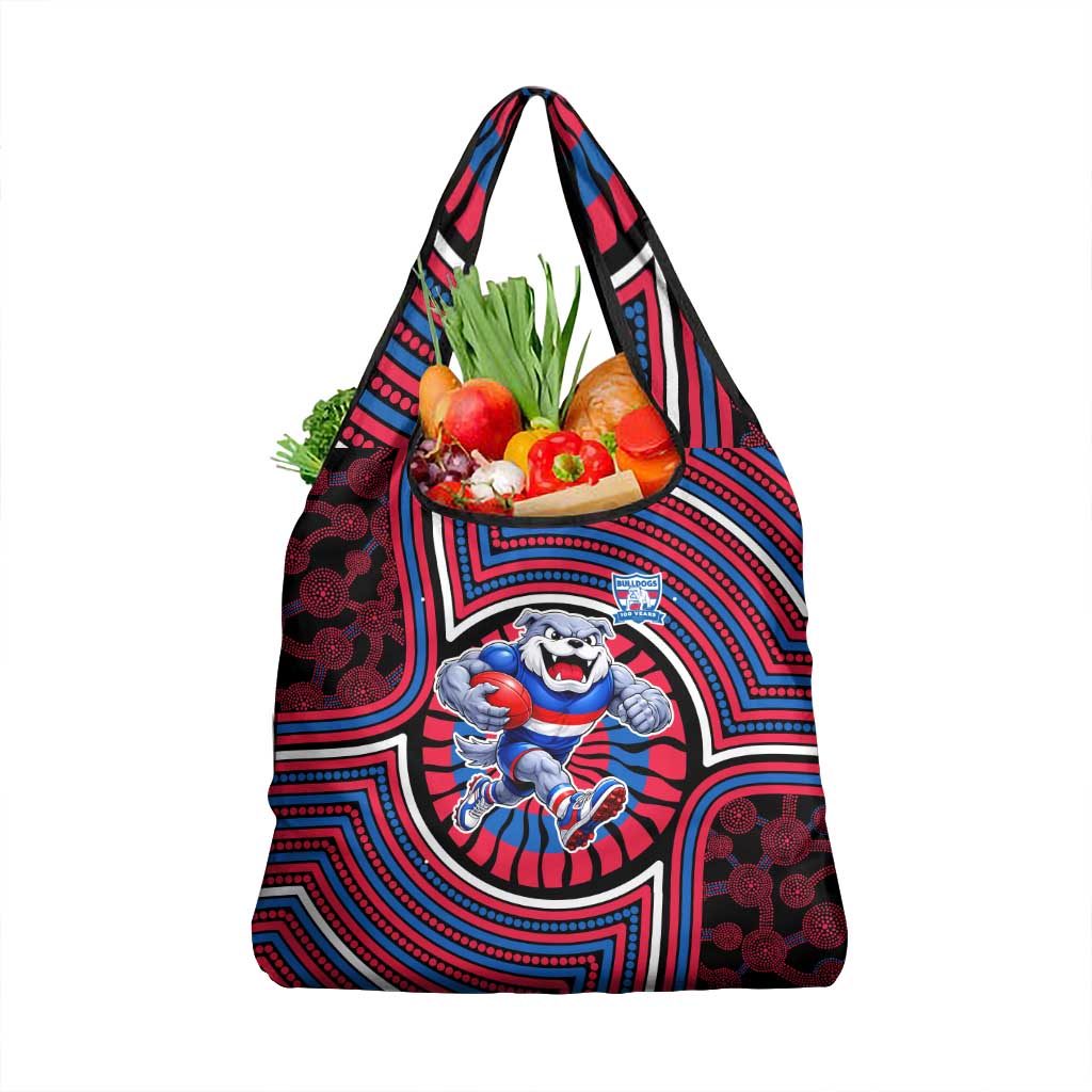 Western Bulldogs Grocery Bag Indigenous Monochrome Dot Art Mascot Style