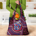 Western Bulldogs Grocery Bag Indigenous Monochrome Dot Art Mascot Style