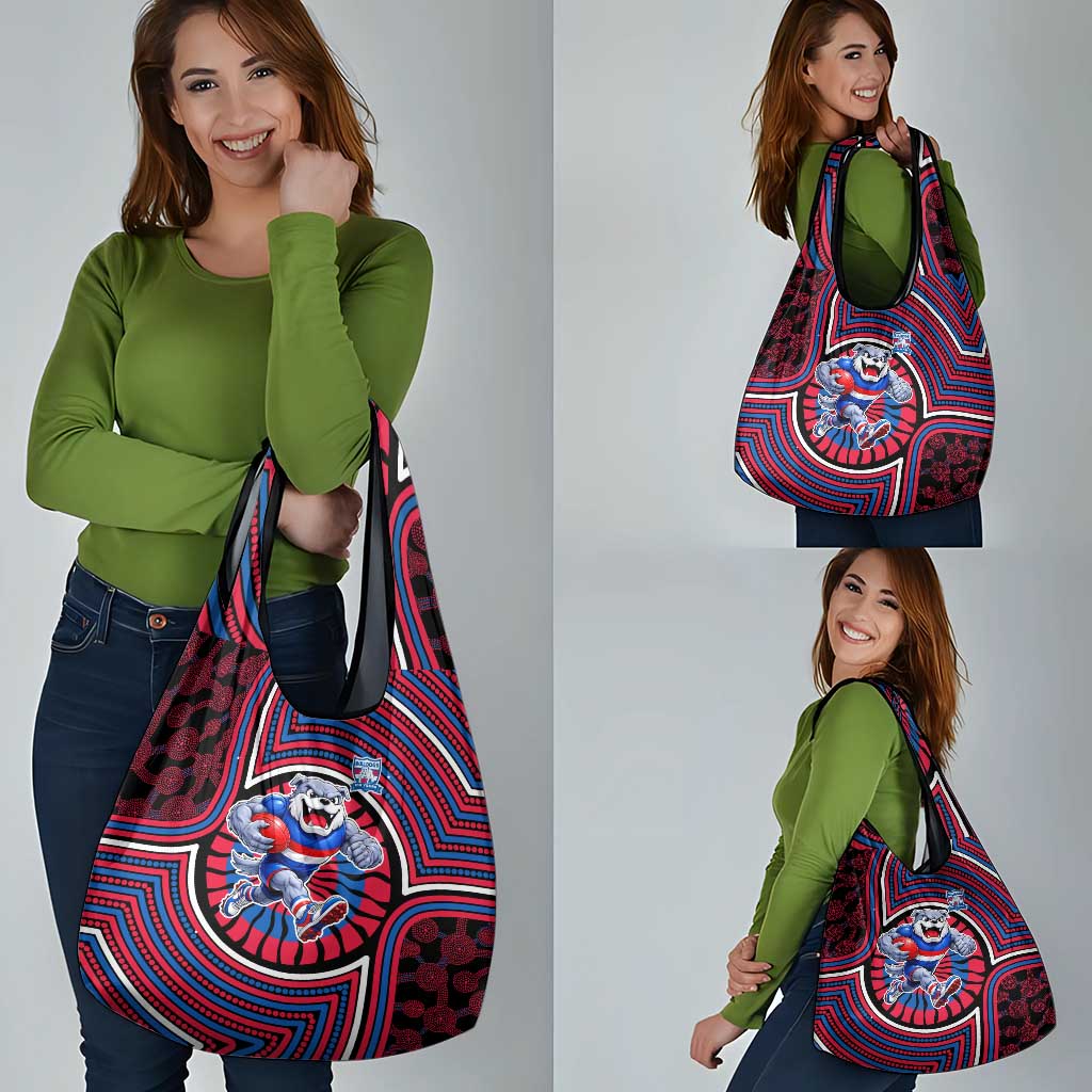 Western Bulldogs Grocery Bag Indigenous Monochrome Dot Art Mascot Style