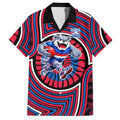 Western Bulldogs Hawaiian Shirt Indigenous Monochrome Dot Art Mascot Style