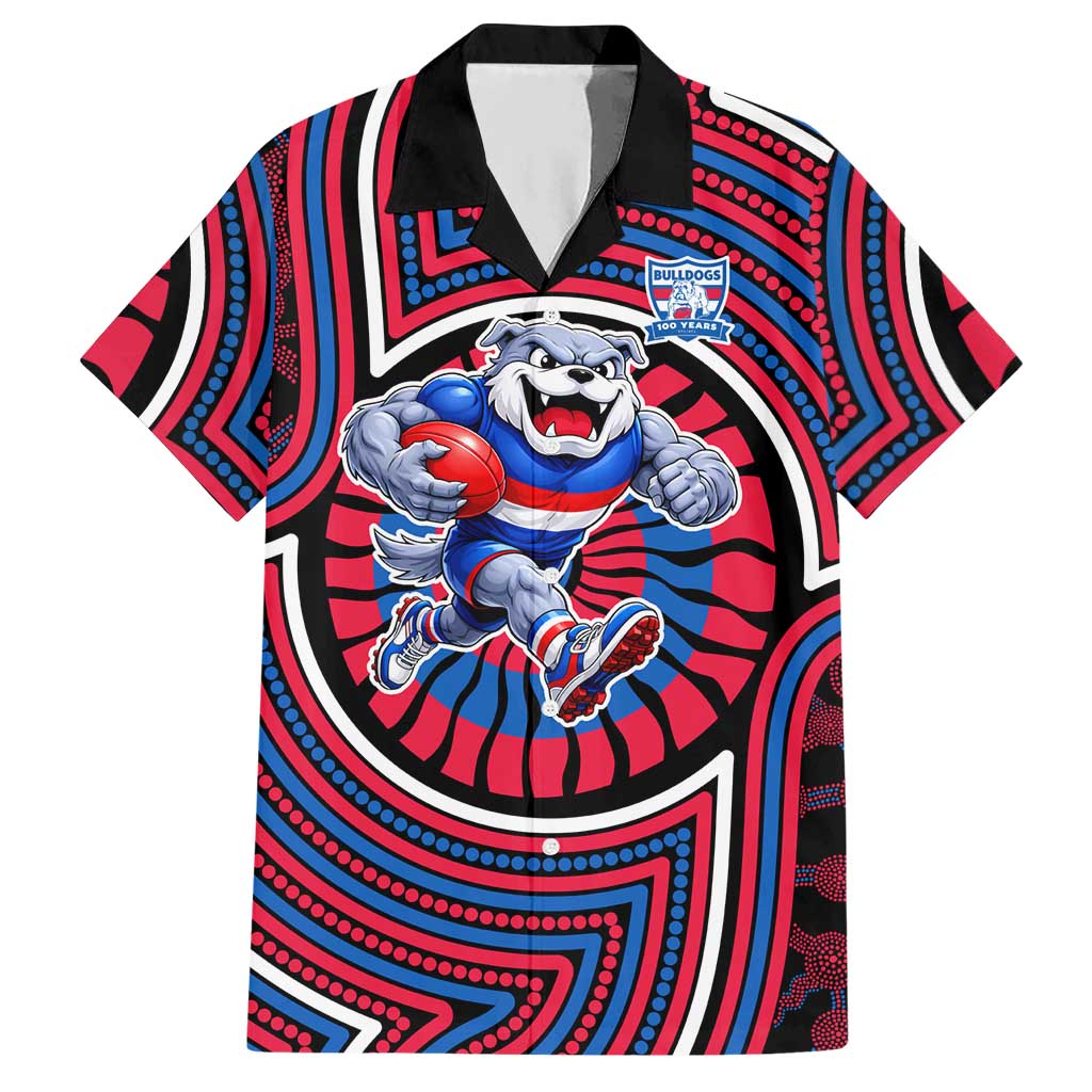 Western Bulldogs Hawaiian Shirt Indigenous Monochrome Dot Art Mascot Style