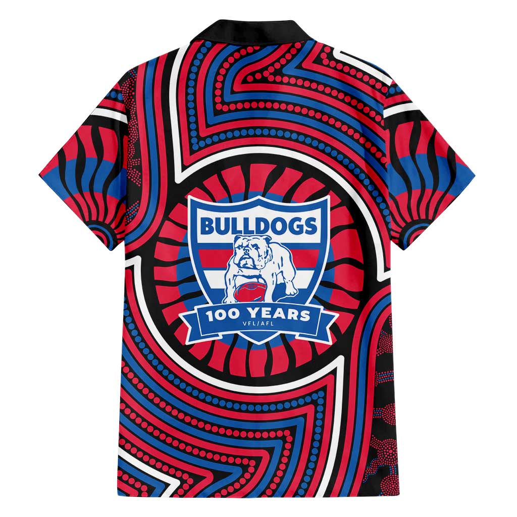 Western Bulldogs Hawaiian Shirt Indigenous Monochrome Dot Art Mascot Style