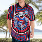 Western Bulldogs Hawaiian Shirt Indigenous Monochrome Dot Art Mascot Style