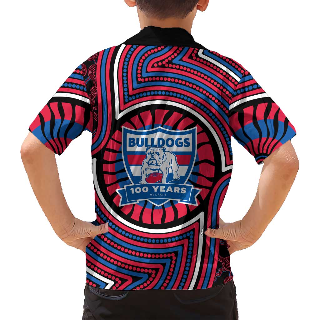 Western Bulldogs Hawaiian Shirt Indigenous Monochrome Dot Art Mascot Style