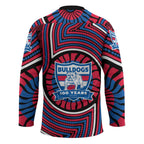 Western Bulldogs Hockey Jersey Indigenous Monochrome Dot Art Mascot Style