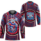 Western Bulldogs Hockey Jersey Indigenous Monochrome Dot Art Mascot Style