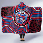 Western Bulldogs Hooded Blanket Indigenous Monochrome Dot Art Mascot Style