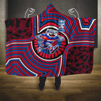 Western Bulldogs Hooded Blanket Indigenous Monochrome Dot Art Mascot Style