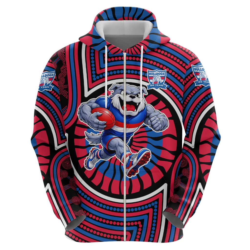 Western Bulldogs Hoodie Indigenous Monochrome Dot Art Mascot Style