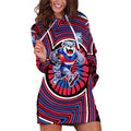 Western Bulldogs Hoodie Dress Indigenous Monochrome Dot Art Mascot Style