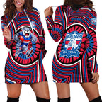 Western Bulldogs Hoodie Dress Indigenous Monochrome Dot Art Mascot Style