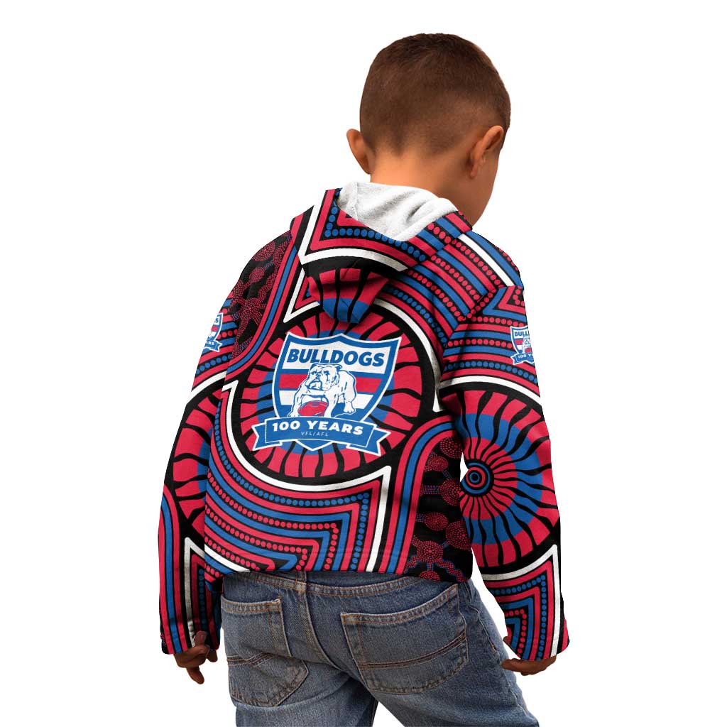 Western Bulldogs Kid Hoodie Indigenous Monochrome Dot Art Mascot Style