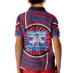 Western Bulldogs Kid Polo Shirt Indigenous Monochrome Dot Art Mascot Style