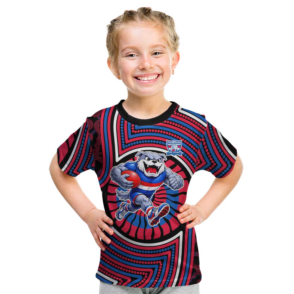 Western Bulldogs Kid T Shirt Indigenous Monochrome Dot Art Mascot Style